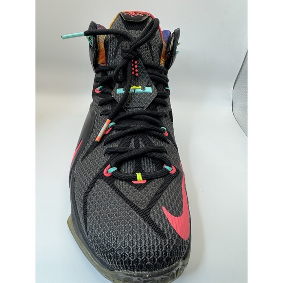 Nike LeBron 12 684593-068 Data Vintage Black Basketball Sneakers Men's Sz 10 US - Picture 13 of 15